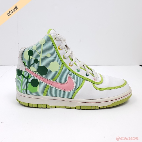 Nike Shoes - [Nike] White/Green/Pink Vandal High Sneakers